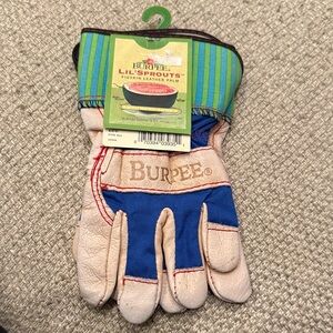 Kid’s Leather Work Gloves - Blue and Cream